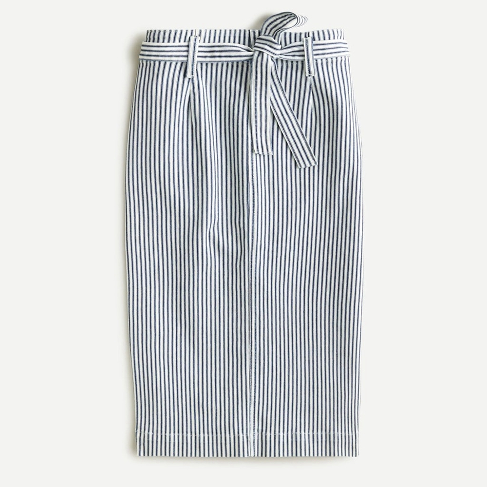 J Crew Denim midi skirt with railroad stripe Size 24